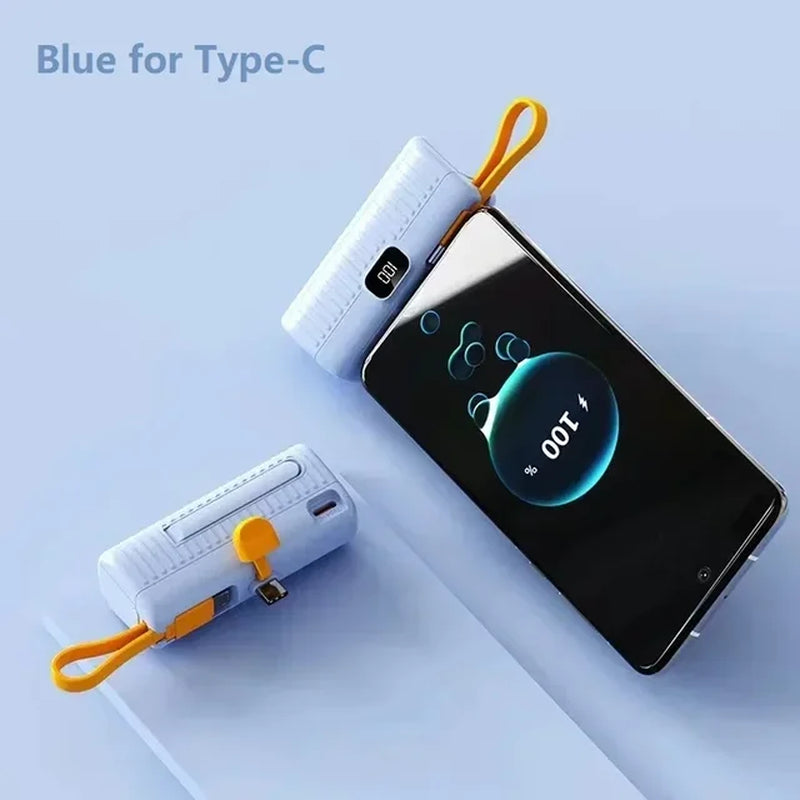 30000mAh Fast Charging Power Bank with Digital Display - Built-In Data Cable, Plug and Play for iPhone & Type-C Devices