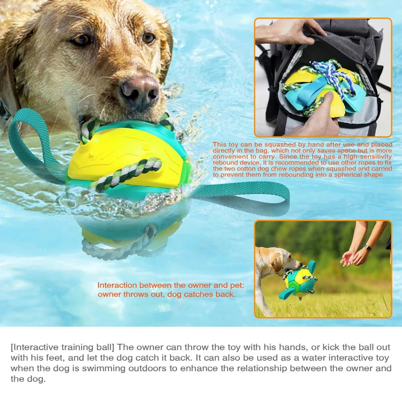 2-in-1 UFO Pop & Play: The Ultimate Interactive Dog Toy with Chew Ropes - Perfect for Poolside Fun & Agility Training!