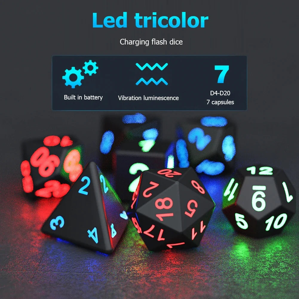 Luminous RPG Polyhedral Dice Set: Electronic LED Multi-Sided Dice for DND and Board Games