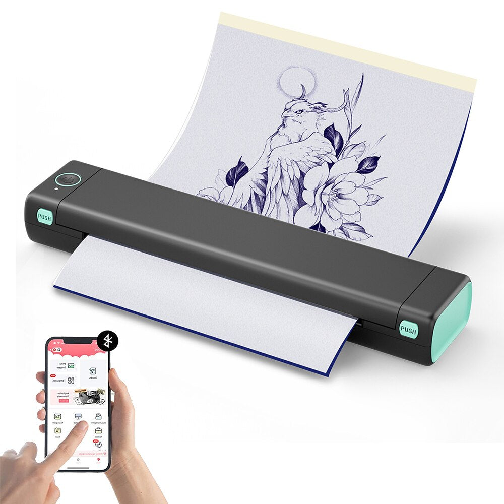 Wireless Bluetooth Tattoo Template Printer: Professional A4 Thermal Machine Compatible with Android & iOS - Portable Design
