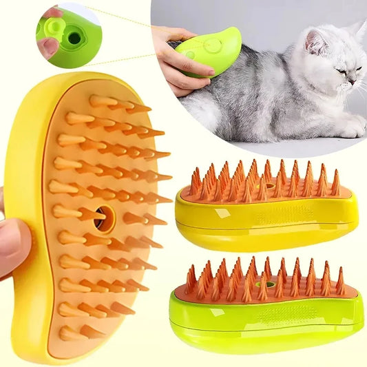 3-in-1 Electric Pet Grooming Comb: Cat & Dog Steam Brush for Easy Detangling and Hair Removal - The Ultimate Home Grooming Solution