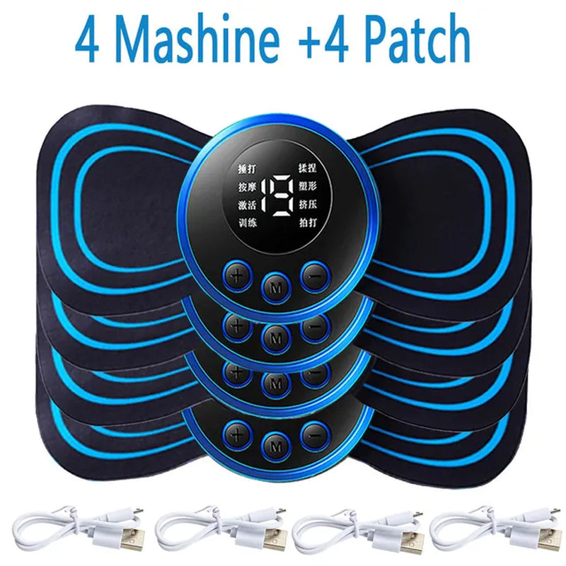 LCD Display EMS Neck Massager Set: Electric Cervical, Neck, and Back Pulse Muscle Stimulator for Pain Relief
