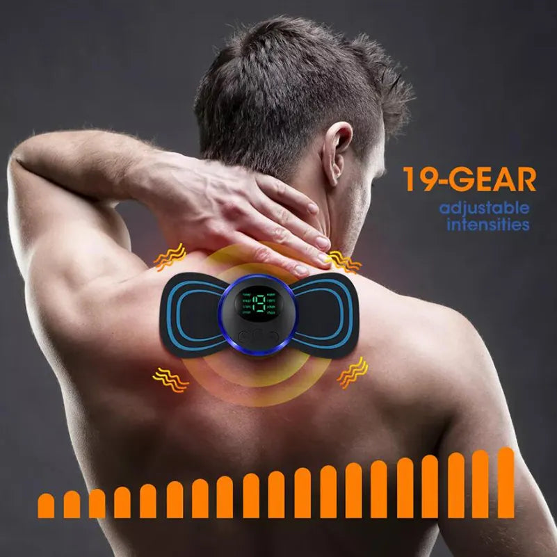 LCD Display EMS Neck Massager Set: Electric Cervical, Neck, and Back Pulse Muscle Stimulator for Pain Relief