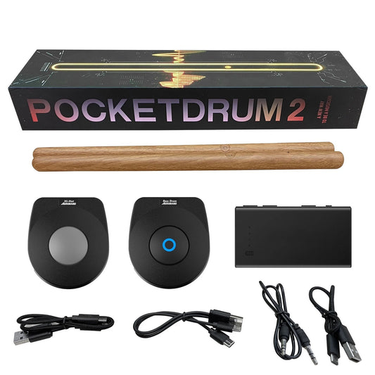 Aeroband Pocketdrum 2 Plus: Portable Electronic Drum Set with Drum Sticks, Foot Pedals, Bluetooth Adapter - Play Drums Anywhere, Anytime