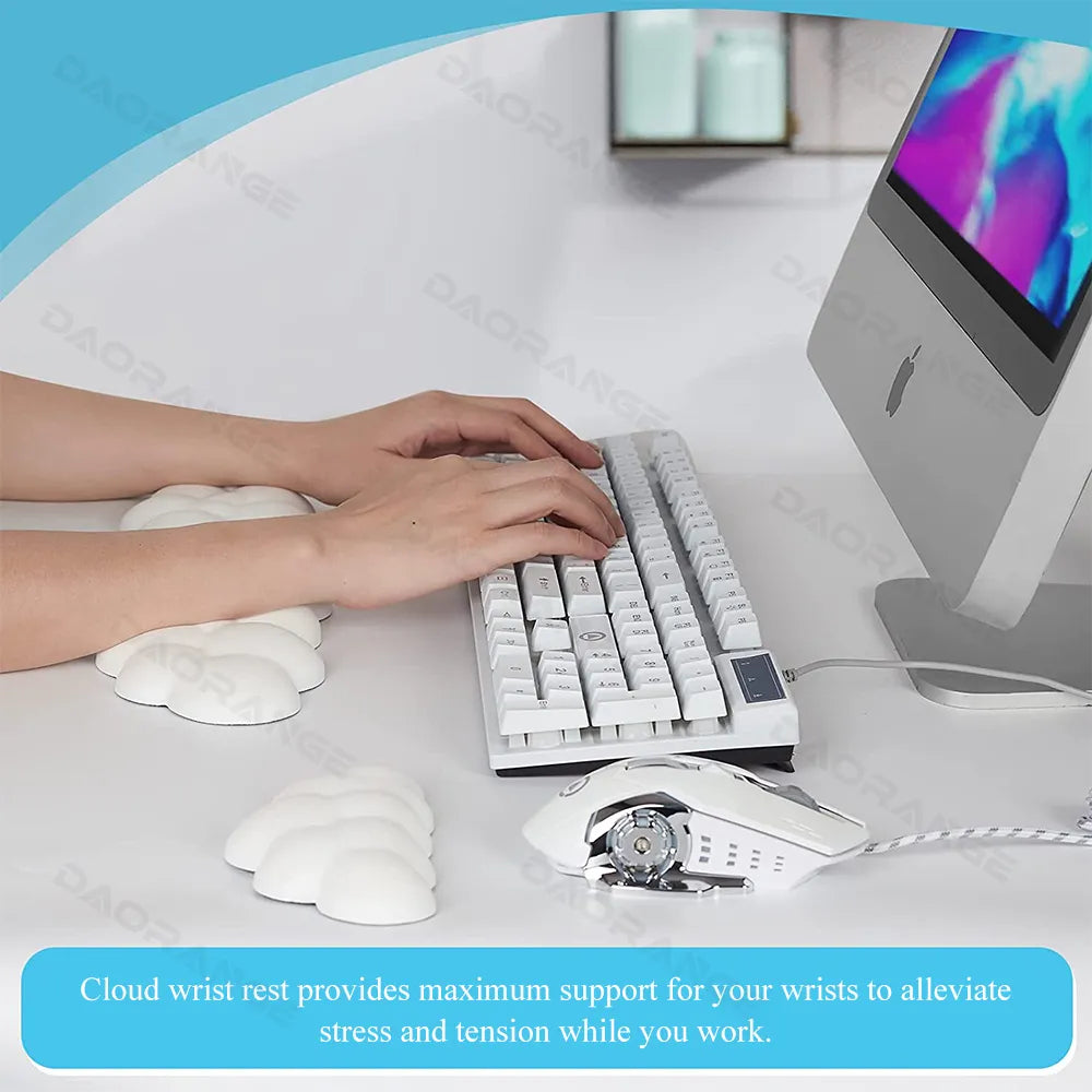Cloud Comfort Ergonomic Desk Set: Soft Keyboard Wrist Rest & Non-Slip Mouse Pad - Office Essentials for Wrist Support & Desk Protection