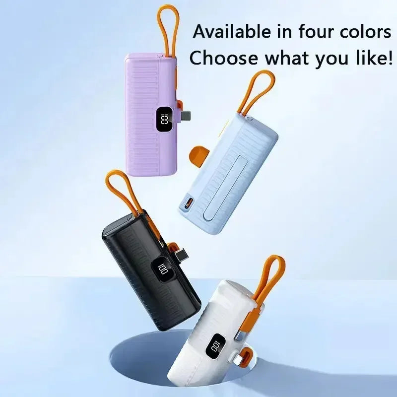 30000mAh Fast Charging Power Bank with Digital Display - Built-In Data Cable, Plug and Play for iPhone & Type-C Devices