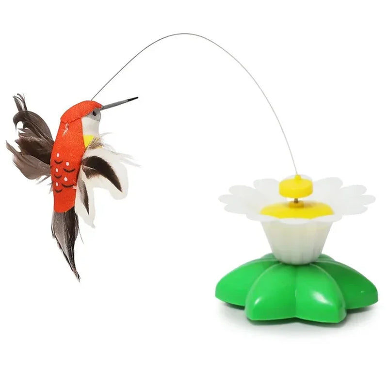 Whirl & Twirl Pet Pal: Electric Rotating Butterfly & Hummingbird - Colorful Interactive Toy for Cats & Dogs
