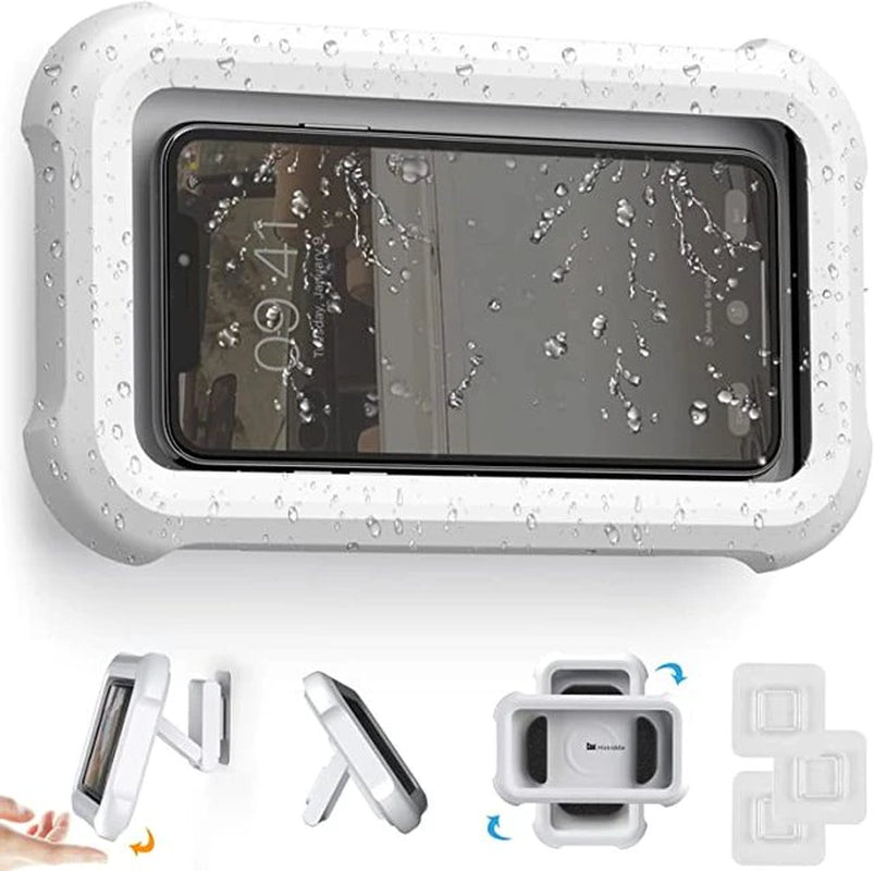 Enhanced Waterproof Shower Phone Holder: 480° Rotation, Wall-Mounted and Fully Adjustable