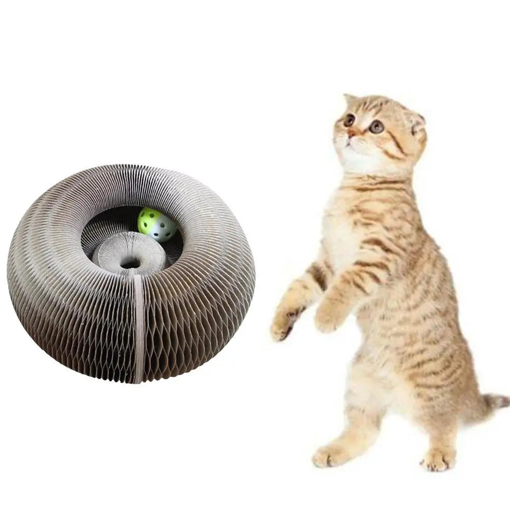 Whisker Whirl: Foldable Magic Organ-Inspired Cat Scratch Pad & Climber with Built-In Bell Toy