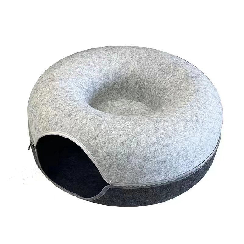 Snuggle & Play Donut: Dual-Use Cat Tunnel & Bed - Interactive Fun for Cats, Ferrets & Rabbits