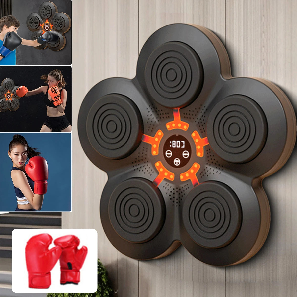 LED Smart Music Boxing Trainer: Interactive Wall-Mounted Target with Light & Sound - Engaging Reaction Training for Kids & Adults