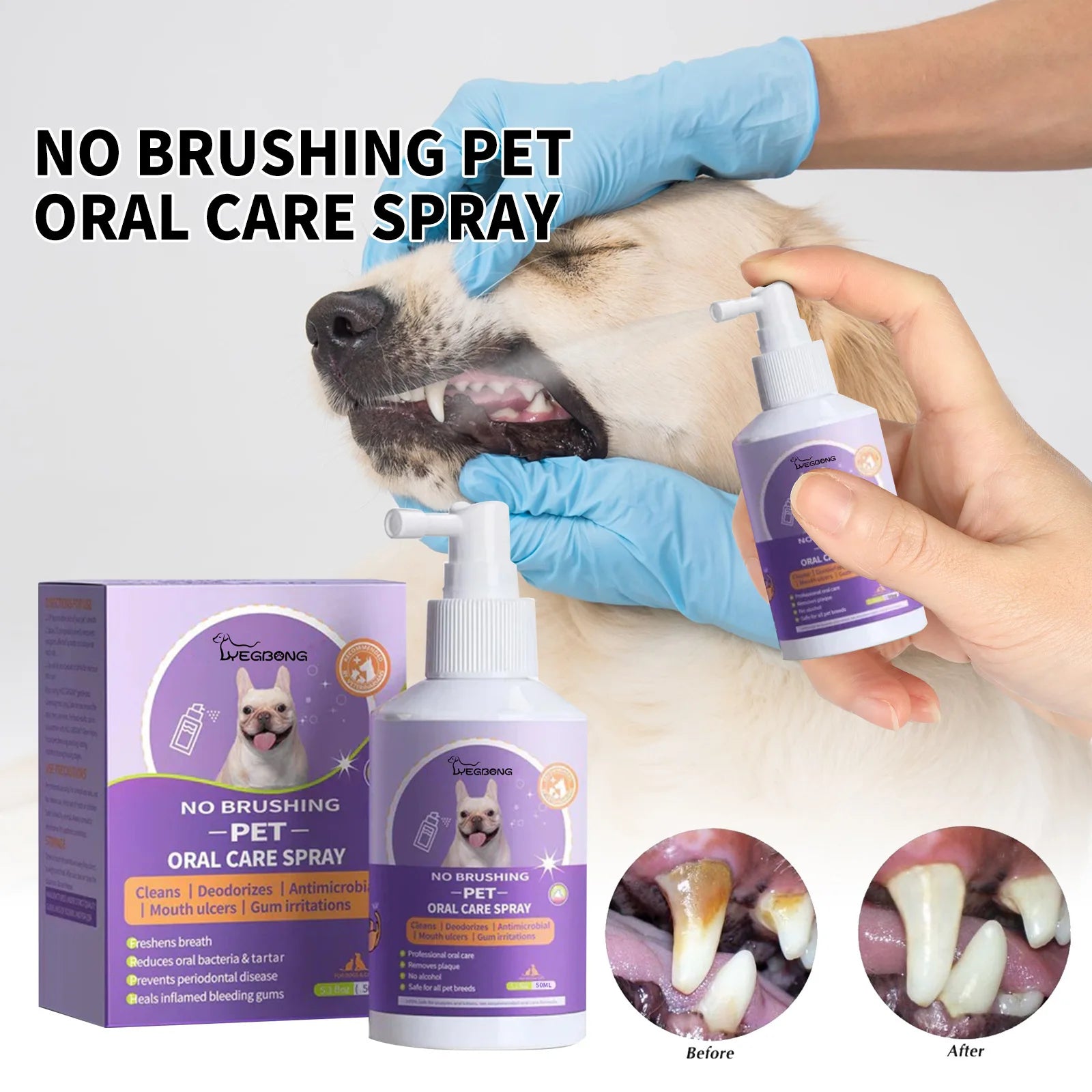 FreshSmile 50ml Pet Oral Spray: Clean Teeth & Fresh Breath for Dogs & Cats - Calculus & Odor Fighter