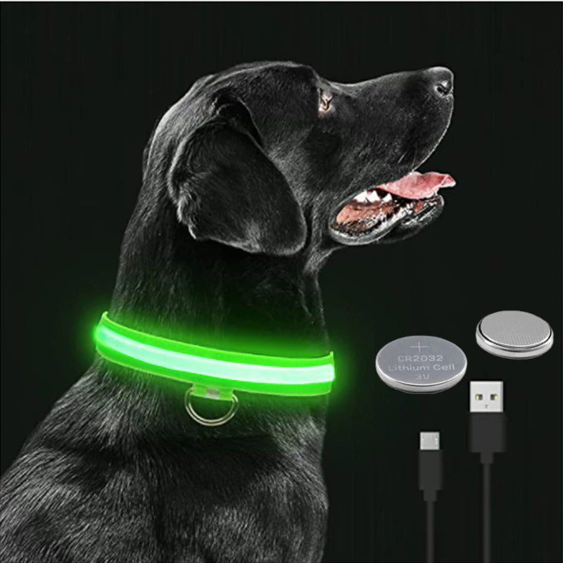 Bright LED Dog Collar: Adjustable & Rechargeable - Illuminate Night Walks & Keep Your Pet Safe
