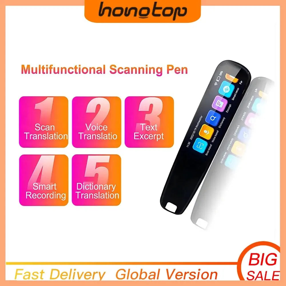 HONGTOP Smart Translator Pen: Instant Voice & Text Translation in 121 Languages – Perfect for Business and Travel
